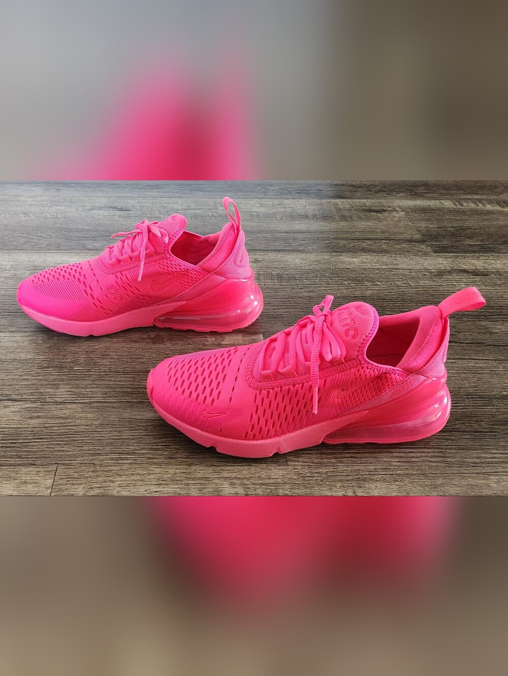 *XCLNT* Nike Airmax Air Max 270 Sz 8.5 Neon Bright Hot Hyper Vibrant Triple Pink - Picture 3 of 12